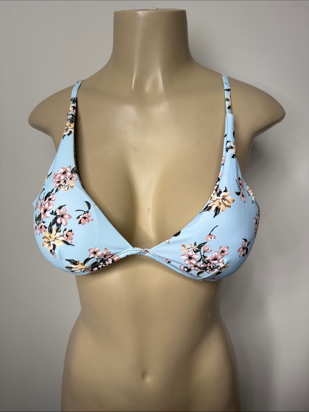 SHEIN Light Blue Floral Triangle Bikini Top
